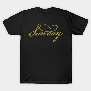 Sunday Gold Script Typography T-Shirt